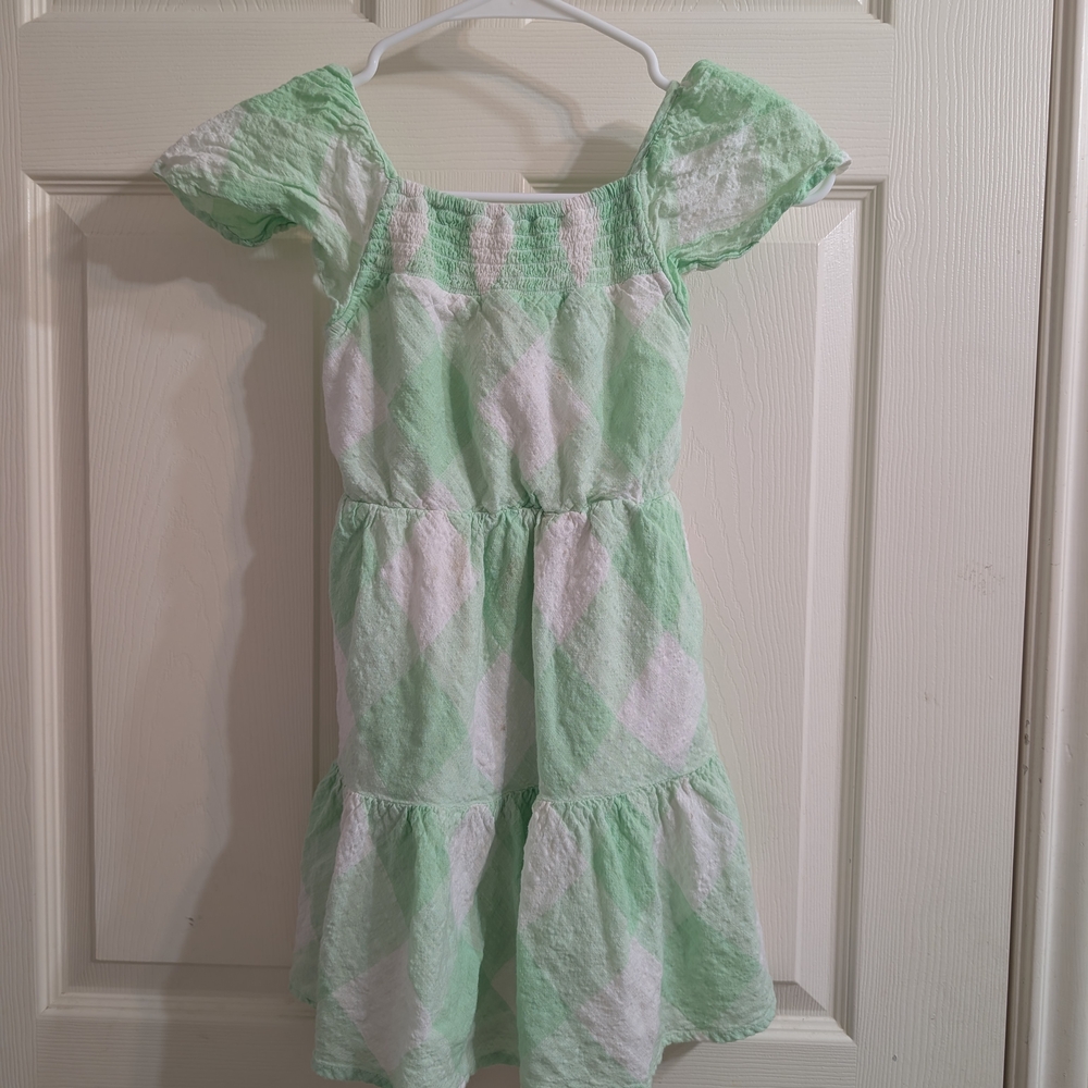 Cat & Jack Mint Green and White Checkered Dress